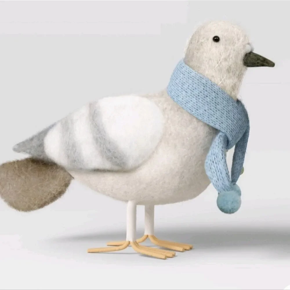 2pc Felted Wool Squirrel & Pigeon Christmas Animal Figurine Set Decor Wondershop